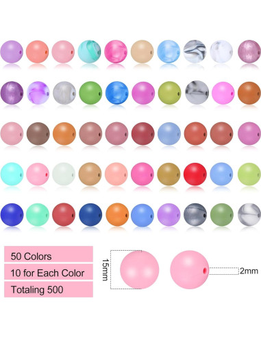 Lyrow 500 Perlas de Silicona Coloridas 15 mm para Manualidades