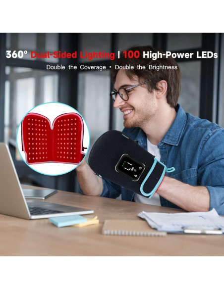 Guantes Terapia Luz Roja 100 LEDs Inalámbricos 660nm 850nm