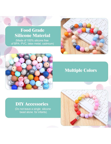 Lyrow 500 Perlas de Silicona Coloridas 15 mm para Manualidades