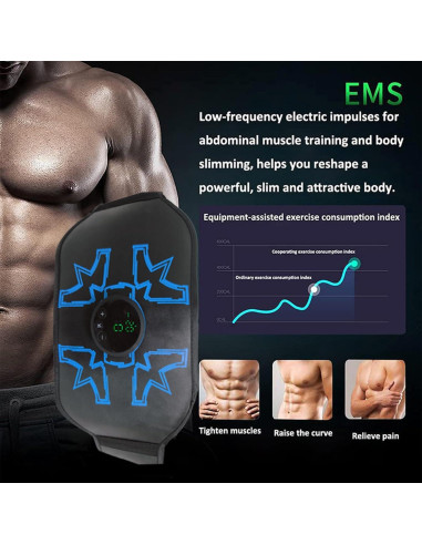 Estimulador Abdominal EMS HongSheng, 12 Modos, Portátil