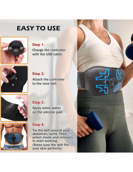 Estimulador Abdominal EMS HongSheng, 12 Modos, Portátil