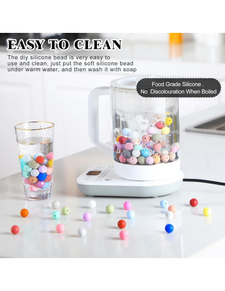 Lyrow 500 Perlas de Silicona Coloridas 15 mm para Manualidades