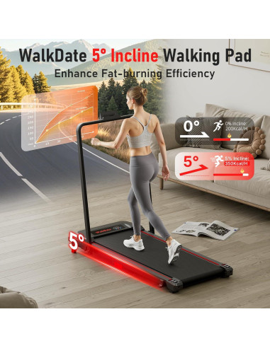 Caminadora Plegable WalkDate con Inclinación y Control Remoto