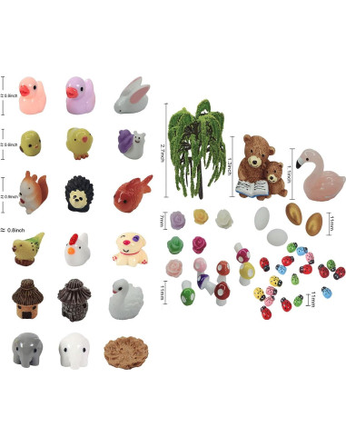 101 Piezas Animales Miniatura JKanruh para Jardín de Hadas