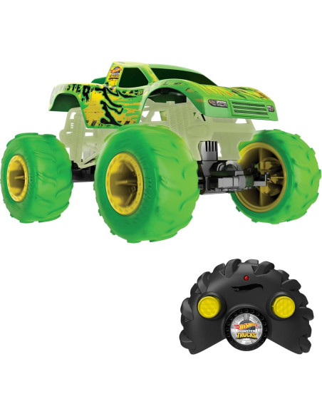 Juguete RC Hot Wheels Monster Trucks Gunkster 1:15 Brilla en la Oscuridad
