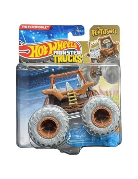 Hot Wheels Monster Trucks El Flintmobile 1:64 Diecast con Coche Aplastable