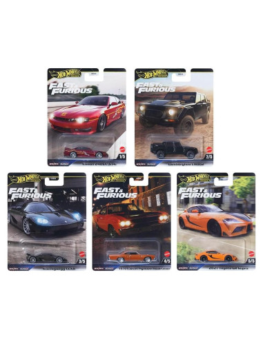 Set de 5 coches a escala 1:64 Hot Wheels Fast & Furious