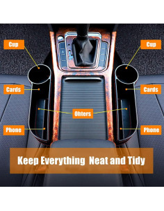 Organizador de Espacio entre Asientos Coforder Negro PU con Portavasos 2