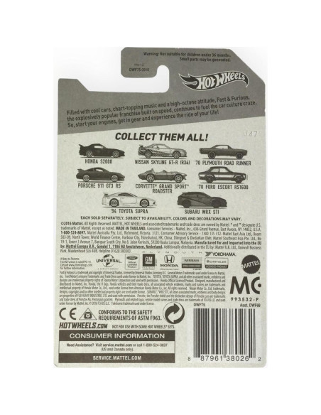 Hot Wheels 2017 Rápido y Furioso Ford Escort RS1600