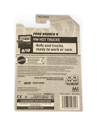 Hot Wheels Ford Bronco R 1:64 Mattel Negro