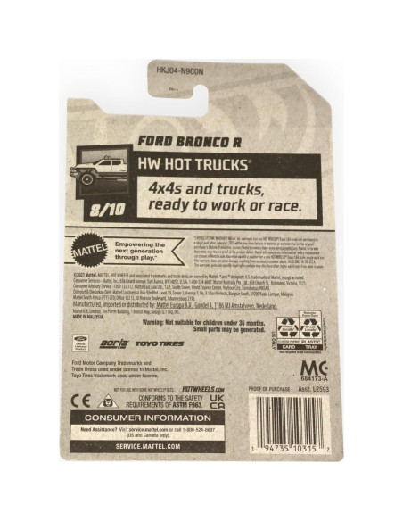 Hot Wheels Ford Bronco R 1:64 Mattel Negro