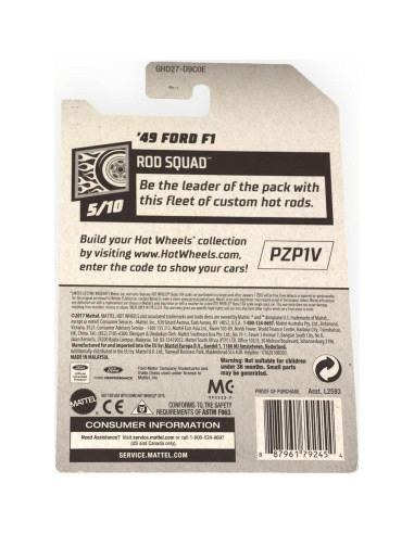 Auto de Colección Hot Wheels 2020 Ford F1 Verde 120/250