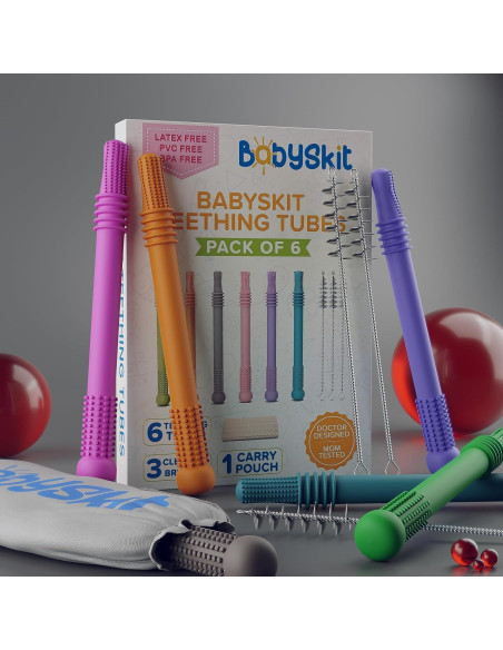Tuberías de Dentición Silicona Babyskit - 6 Piezas para Bebés