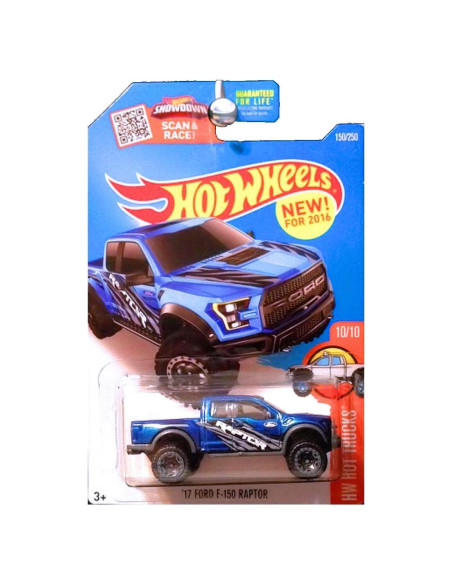 Camión Hot Wheels 2016 Ford F-150 Raptor Azul 1:64
