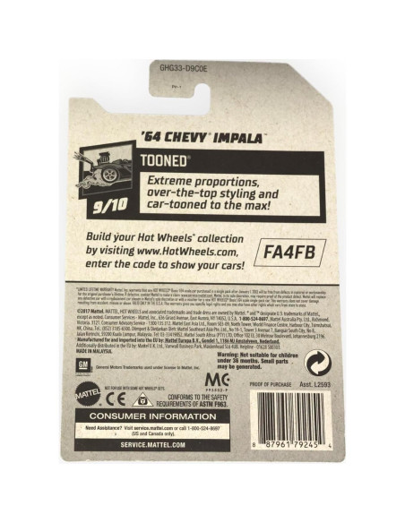 Hot Wheels 2020 TOONED '64 Chevy Impala ZAMAC 1:64