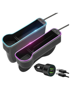 Organizador de Espacio entre Asientos de Coche Keketuohai con Cargador Rápido USB y Luz LED 7 Colores