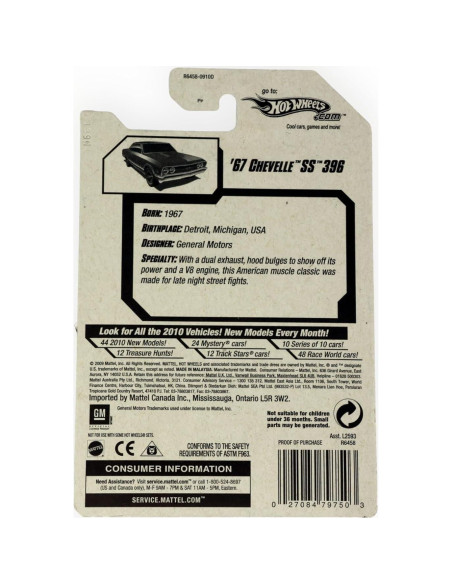 Coche Die-Cast Hot Wheels '67 Chevelle SS 396 Escala 1:64