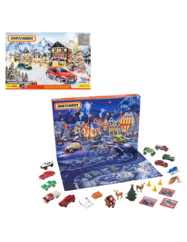 Calendario de Adviento Matchbox GXH01 con 10 Coches 1:64 y Accesorios