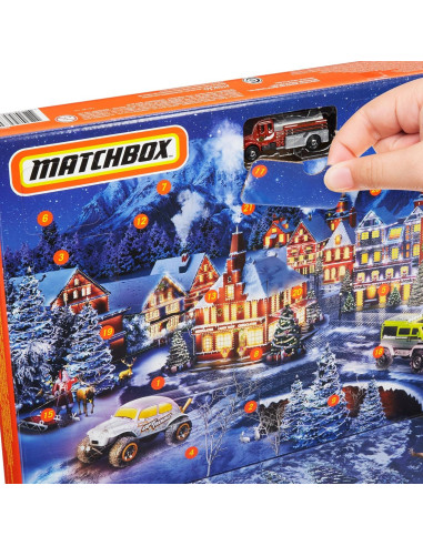 Calendario de Adviento Matchbox GXH01 con 10 Coches 1:64 y Accesorios