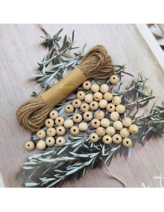 900 Perlas de Madera Natural 10mm INSPIRELLE + Cuerda de Yute 2