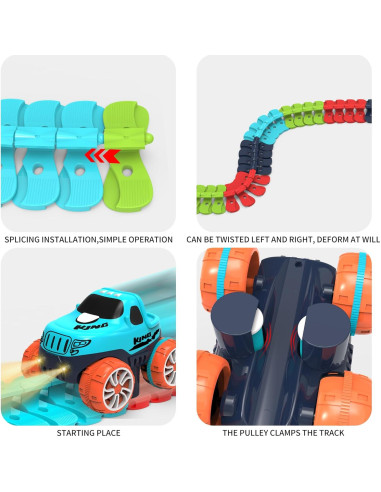 Pista de Carreras Eléctrica Veook 184 Piezas con Coche LED