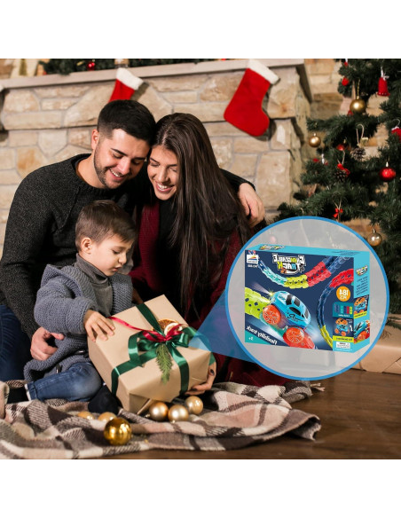 Pista de Carreras Eléctrica Veook 184 Piezas con Coche LED