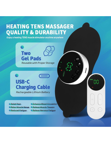 Unidad TENS Calentadora Rainsylvas Inalámbrica para Alivio Dolor