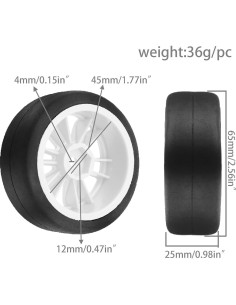 Neumáticos de Drift RC 1/10 Chanjorlin 65mm 4 Pcs Blanco 2