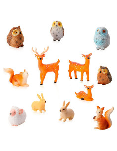 Juego de 12 Mini Animales de Jardín Skylety para Casa de Hadas