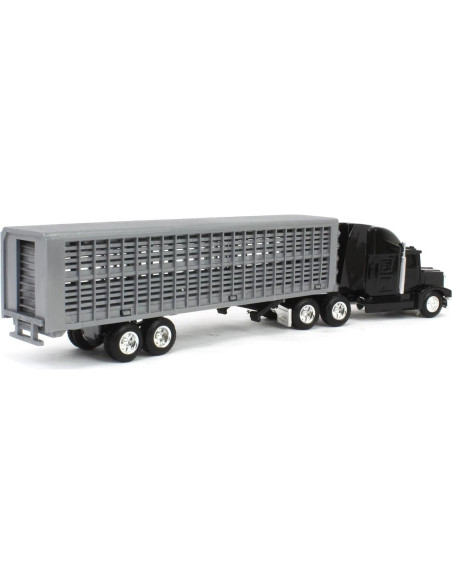 Camión Semi ERTL 1/64 Negro con Remolque y Ganado