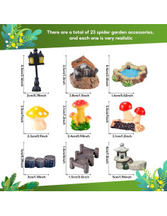 23 Piezas Miniaturas Jardín Hadas Julang Decoraciones Arañas 2