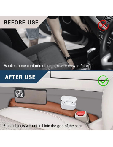 Relleno Espacio Asientos Coche 2PCS Middrivr Cuero Marrón