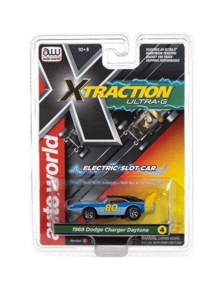 Auto World Dodge Daytona 1969 Azul Amarillo Escala HO Slot Car