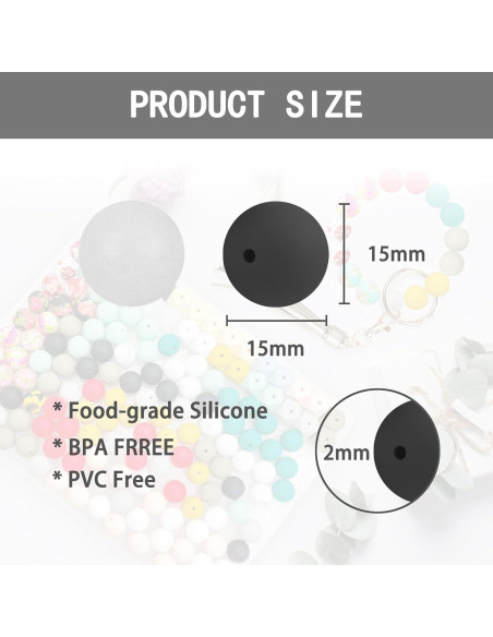 60 Perlas de Silicona Redondas 15mm Intatikoo Negro y Blanco