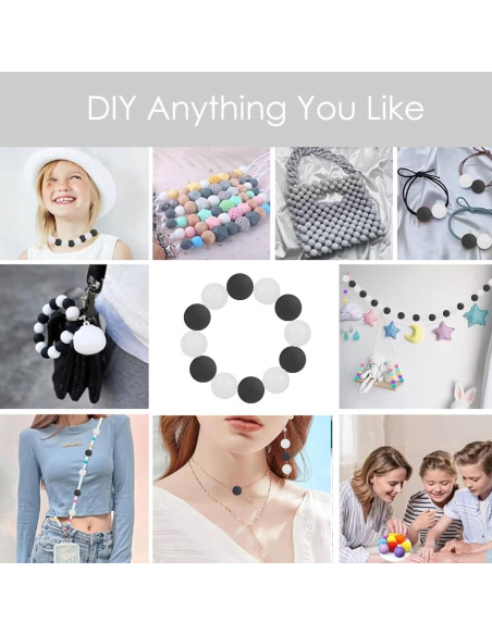 60 Perlas de Silicona Redondas 15mm Intatikoo Negro y Blanco