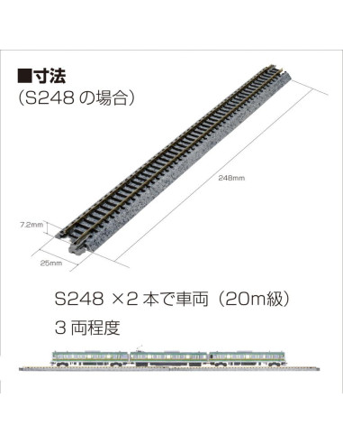 Vía Recta Kato Uni-Track 248mm para Modelismo
