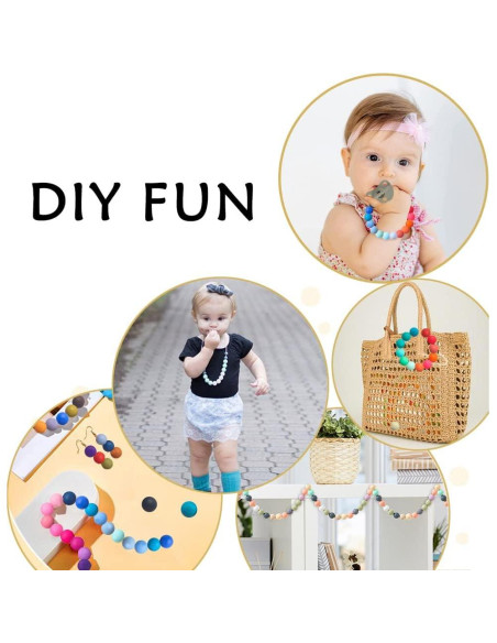 60 Perlas de Silicona Redondas 15mm Intatikoo Negro y Blanco