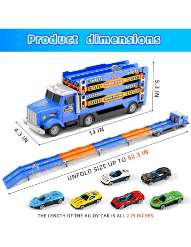 Juego de Pista de Carreras HONGTUO 139.7 cm con 6 Coches