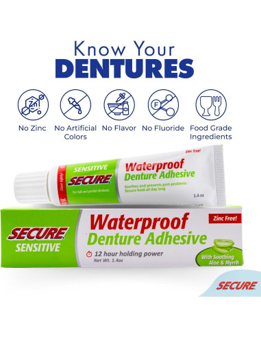 Adhesivo para Dentaduras Seguras Sensitive 300g - Aloe Vera