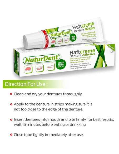 Crema Adhesiva para Dentaduras NaturDent 40g - Fuerte y Natural