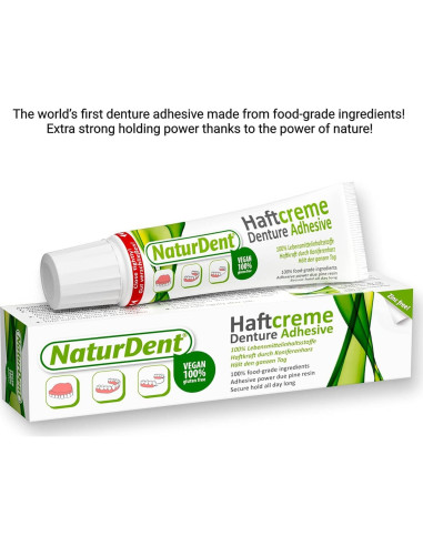 Crema Adhesiva para Dentaduras NaturDent 40g - Fuerte y Natural