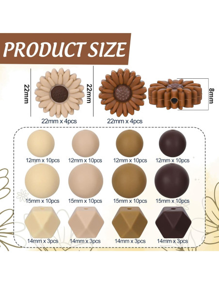 Perlas de Silicona Marrón Whaline 100Pcs para Manualidades DIY