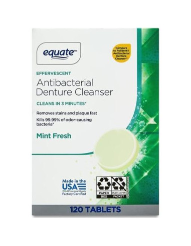 Tabletas Limpiadoras de Dentaduras Equate Sabor Menta 240 Unidades