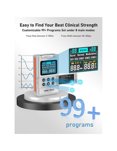 Unidad TENS Digital KR800 con 8 Almohadillas Electrodos