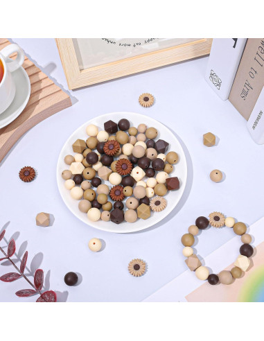 Perlas de Silicona Marrón Whaline 100Pcs para Manualidades DIY