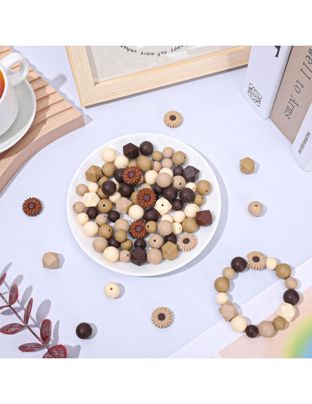 Perlas de Silicona Marrón Whaline 100Pcs para Manualidades DIY