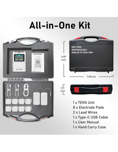 Unidad TENS Digital KR800 con 8 Almohadillas Electrodos