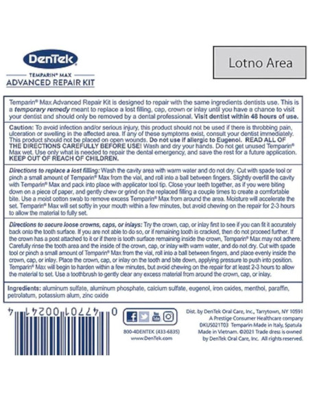 Kit de Reparación Dental DenTek Temparin Max | 5 Reparaciones | 17.75 Gramos