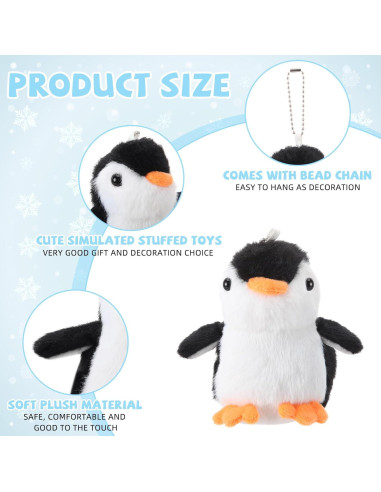 30 Mini Pingüinos de Peluche Motionchic 13 cm Negros