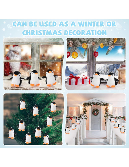 30 Mini Pingüinos de Peluche Motionchic 13 cm Negros